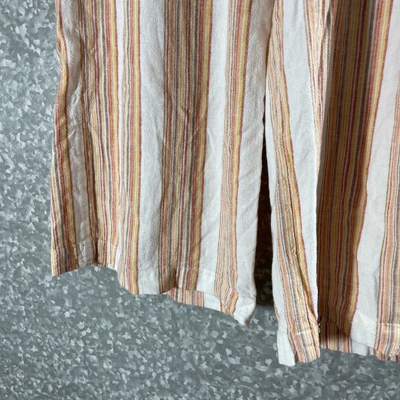 Cloth & Stone Orange & White Striped Wide Leg Cropped Pants - Size Large - Linen - Picture 3 of 7